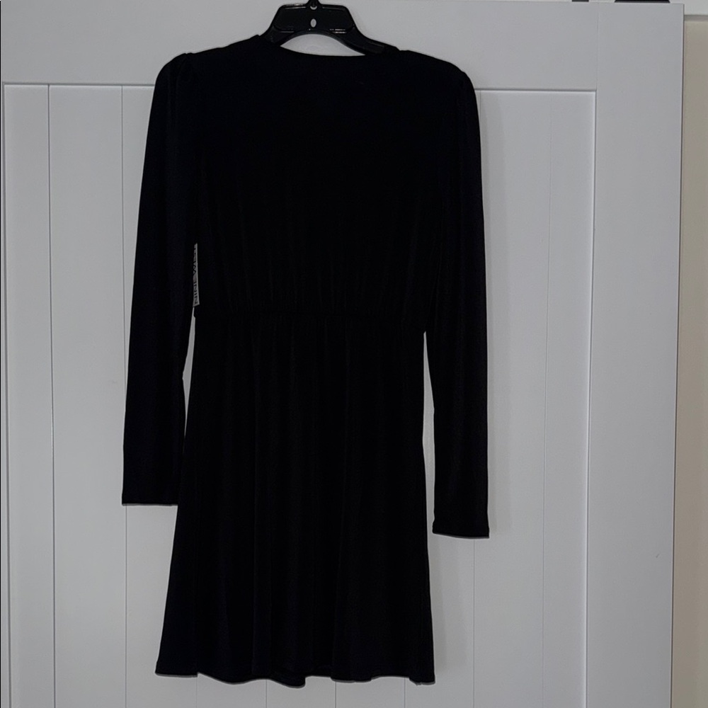 Nine West Black Long Sleeve V-Neck Cocktail Dress - Picture 6 of 7